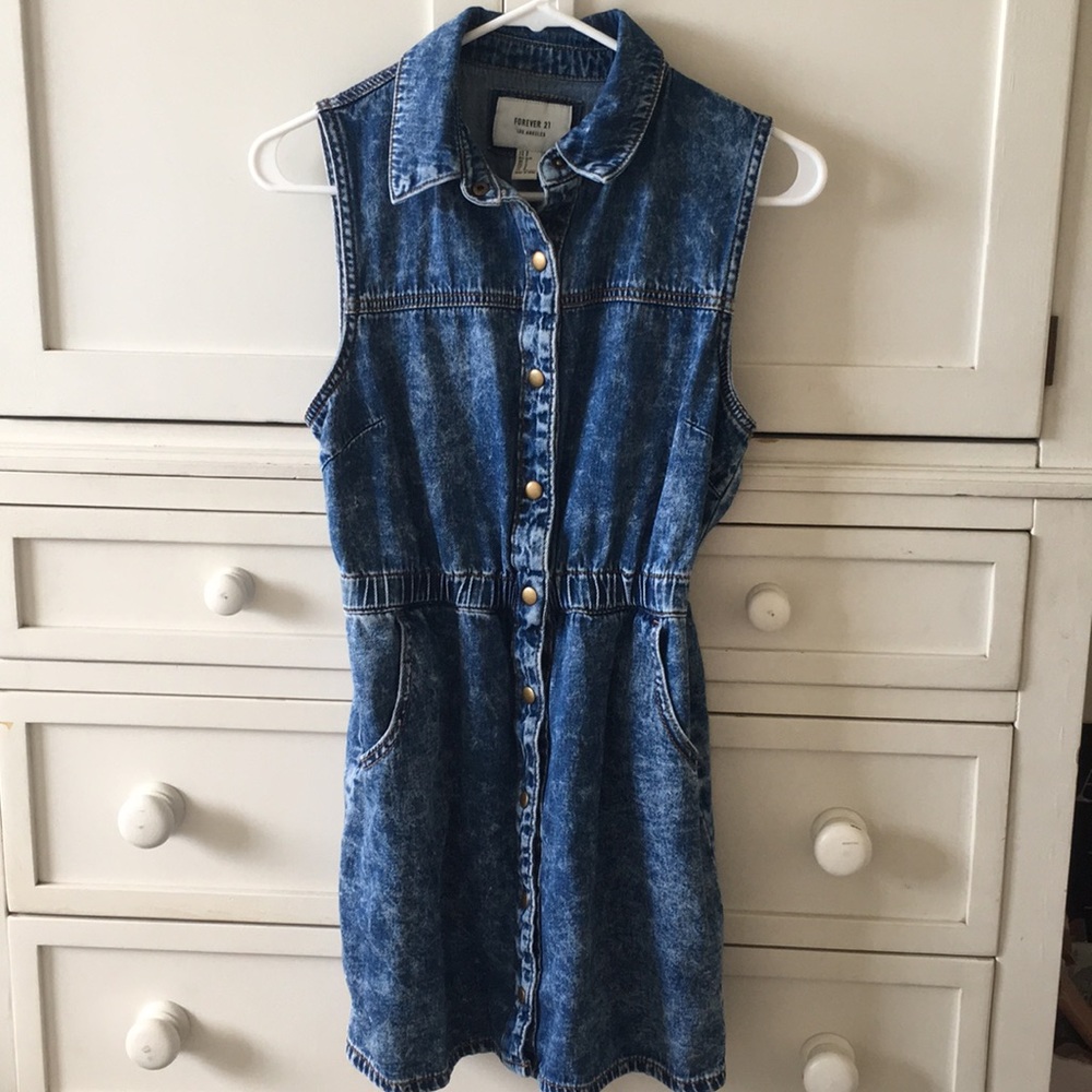 Acid wash denim dress